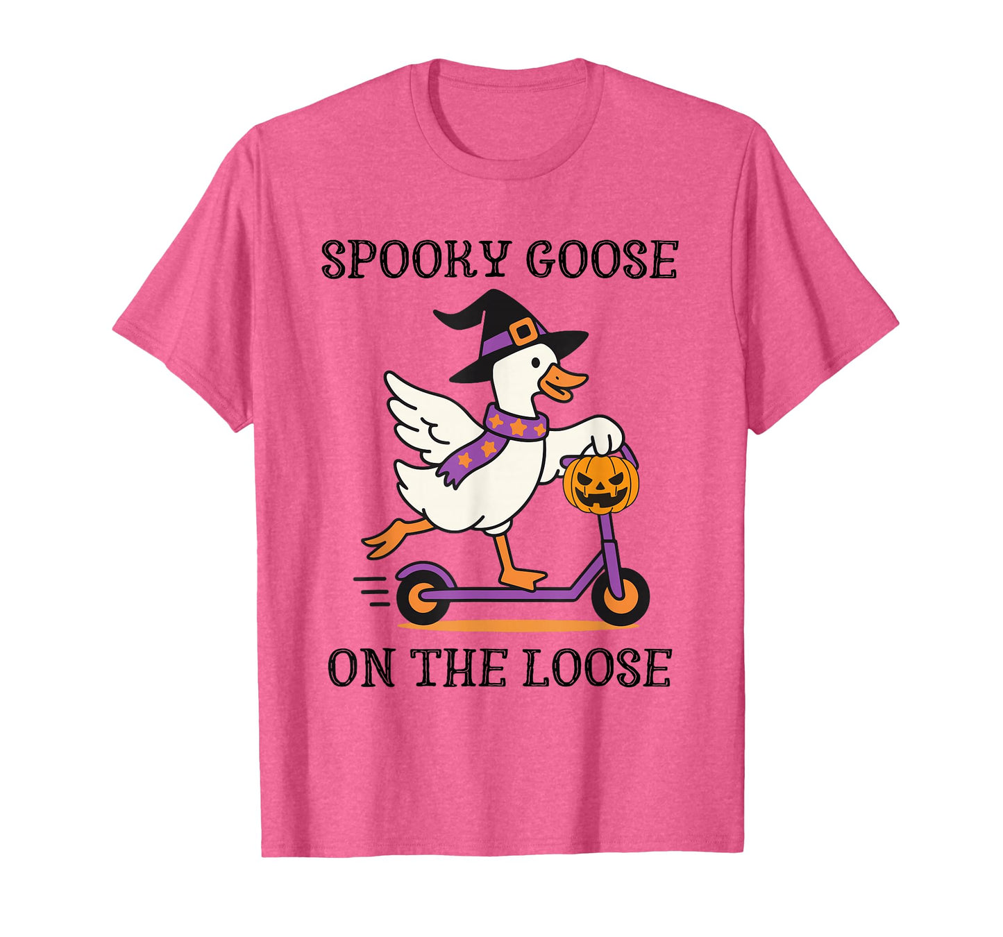 Spooky Goose On The Loose Witch Silly Goose Animal Halloween T-Shirt