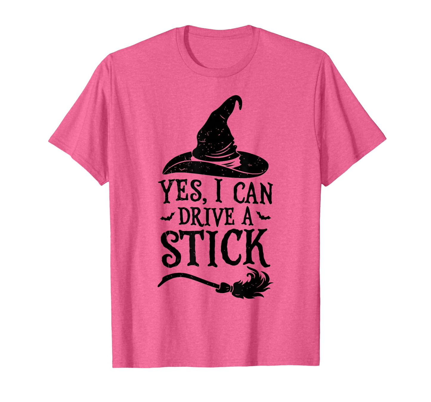 Yes I Can Drive A Stick Funny Halloween Witch Broom Quote T-Shirt