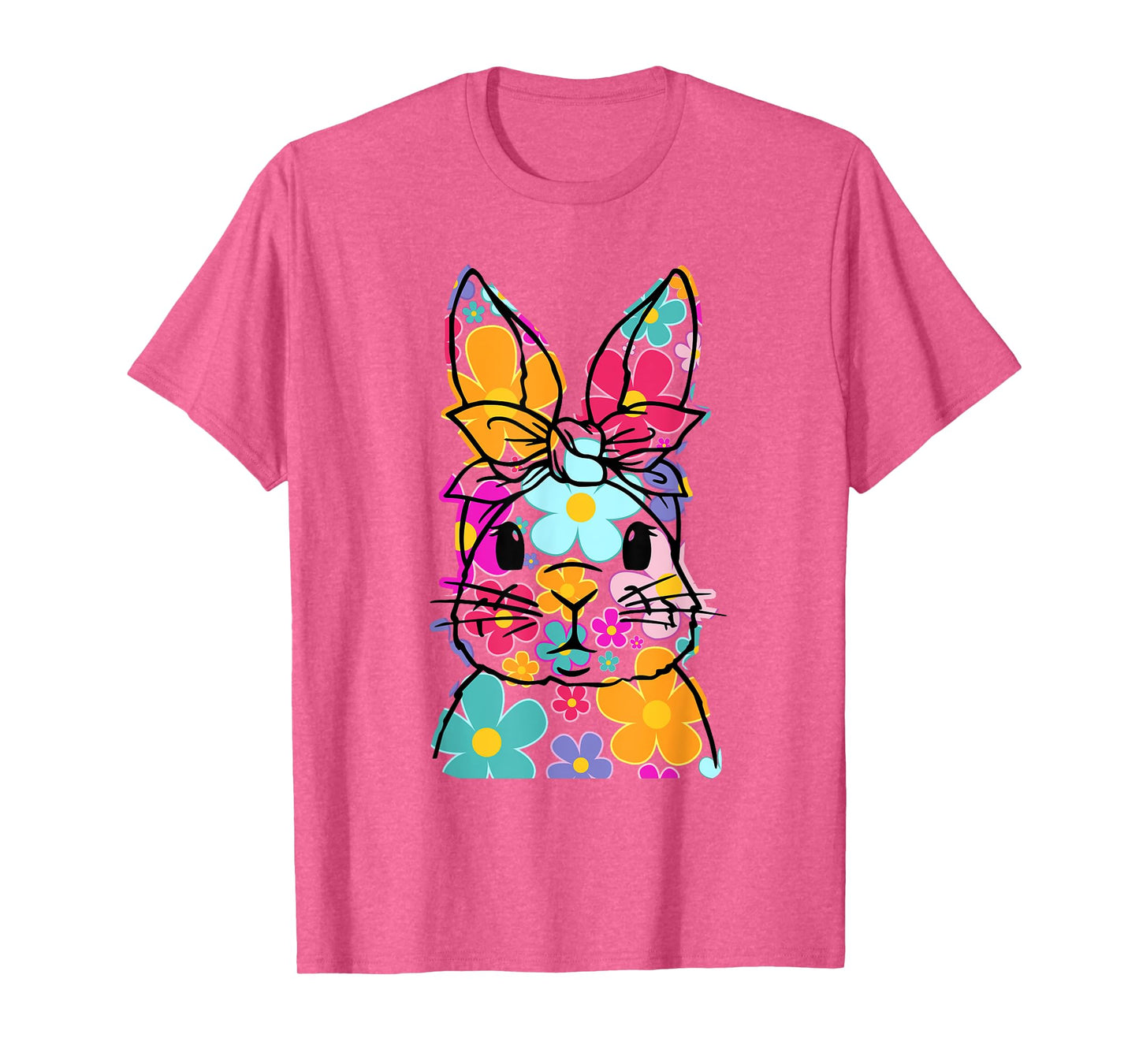Happy Easter Bunny Daisy Floral Easter Rabbit Face Women Kid T-Shirt