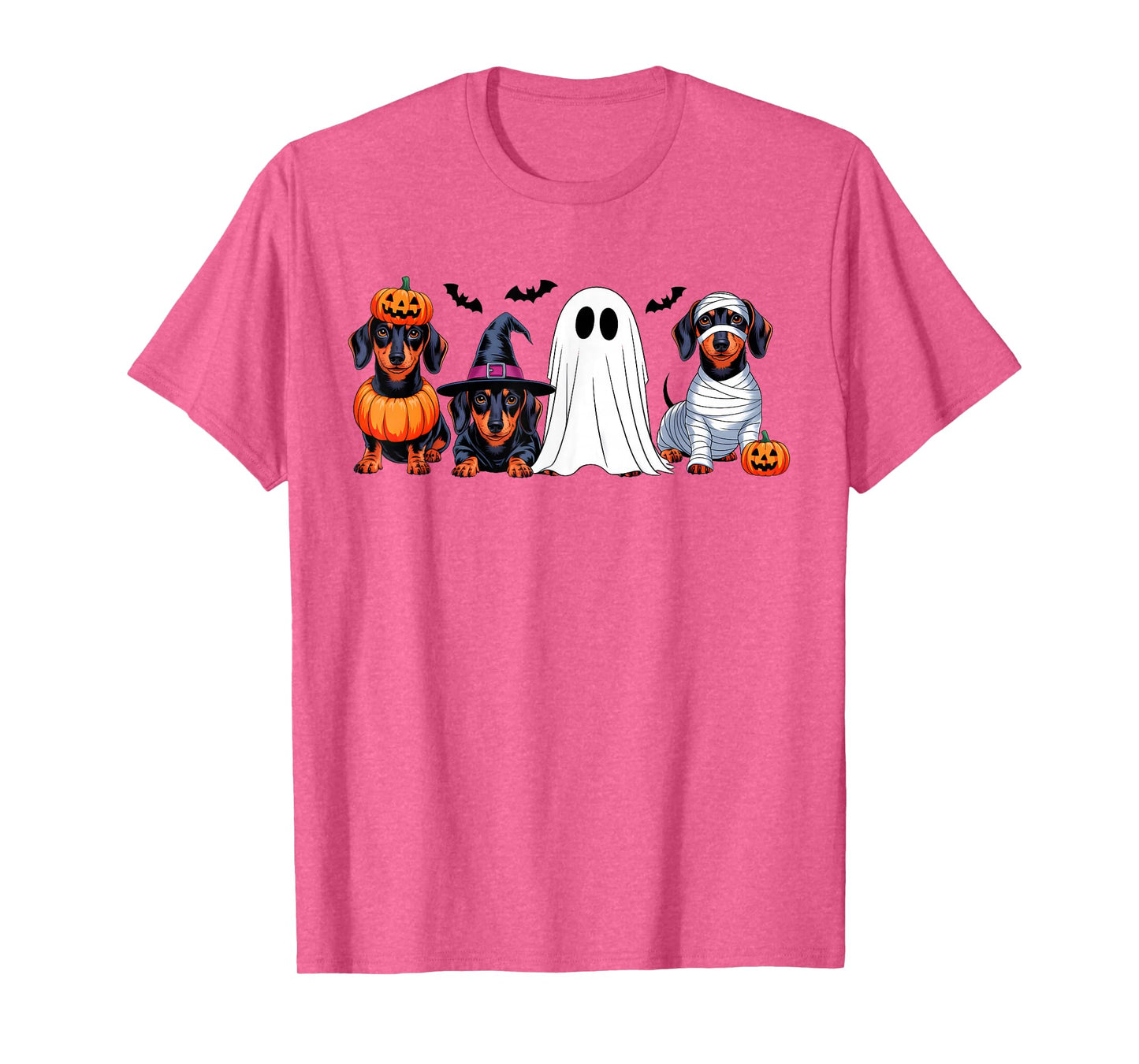 Ghost Witch Mummy Pumpkin Dachshund Dog Halloween Costume T-Shirt
