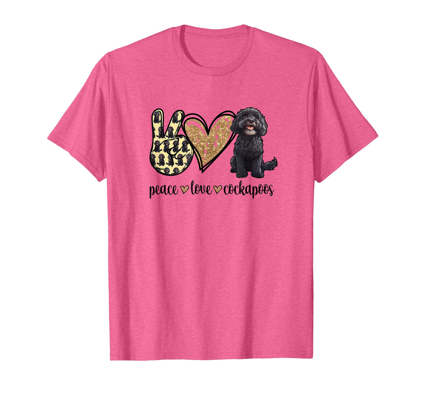 Cute Illustration Peace Love Black Cockapoo Lover T-Shirt