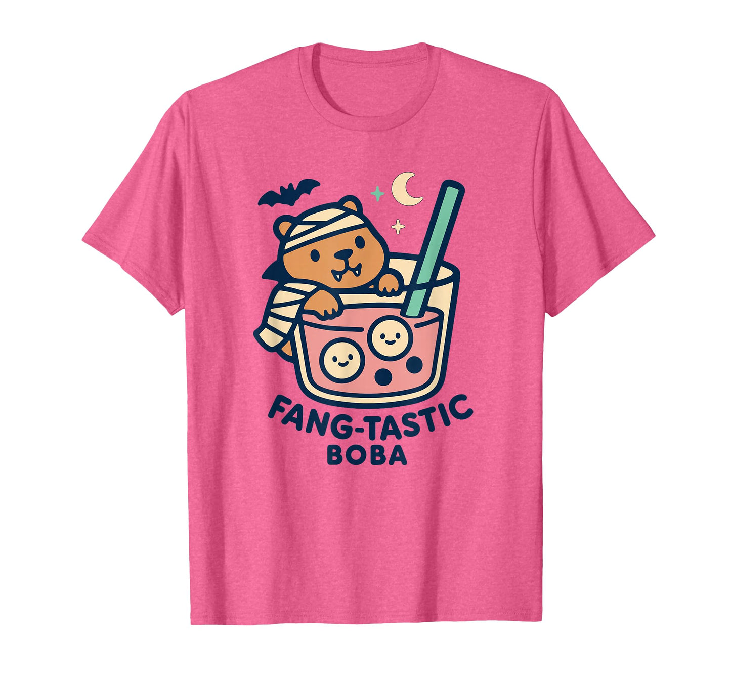 Spooky Fang Capybara Witch Boba Tea for Halloween Kawaii T-Shirt