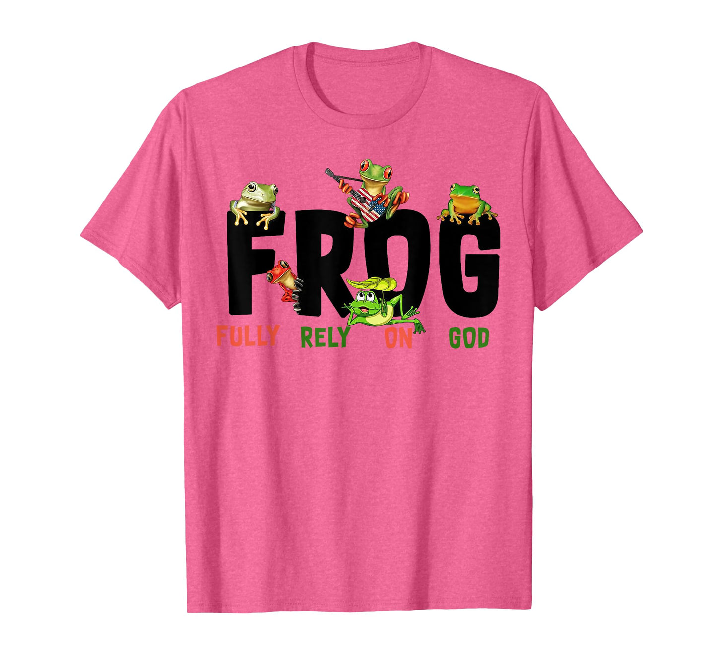 Funny Frog Fully Rely On God Tee Shirt - Unisex Kids Christian T-Shirt - White - Small - Short Sleeve