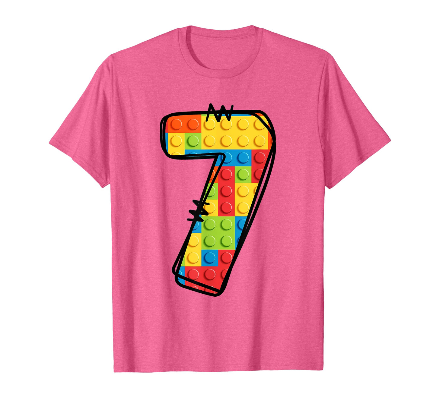 7 Year Old Blocks Building Master Builder 7th Birthday T-Shirt