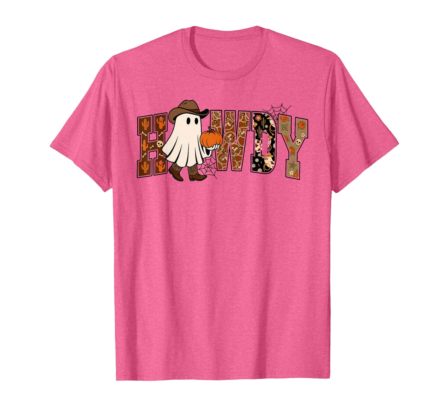 Cute Ghost Howdy, Spooky Season Cowboy Western Halloween Tee T-Shirt