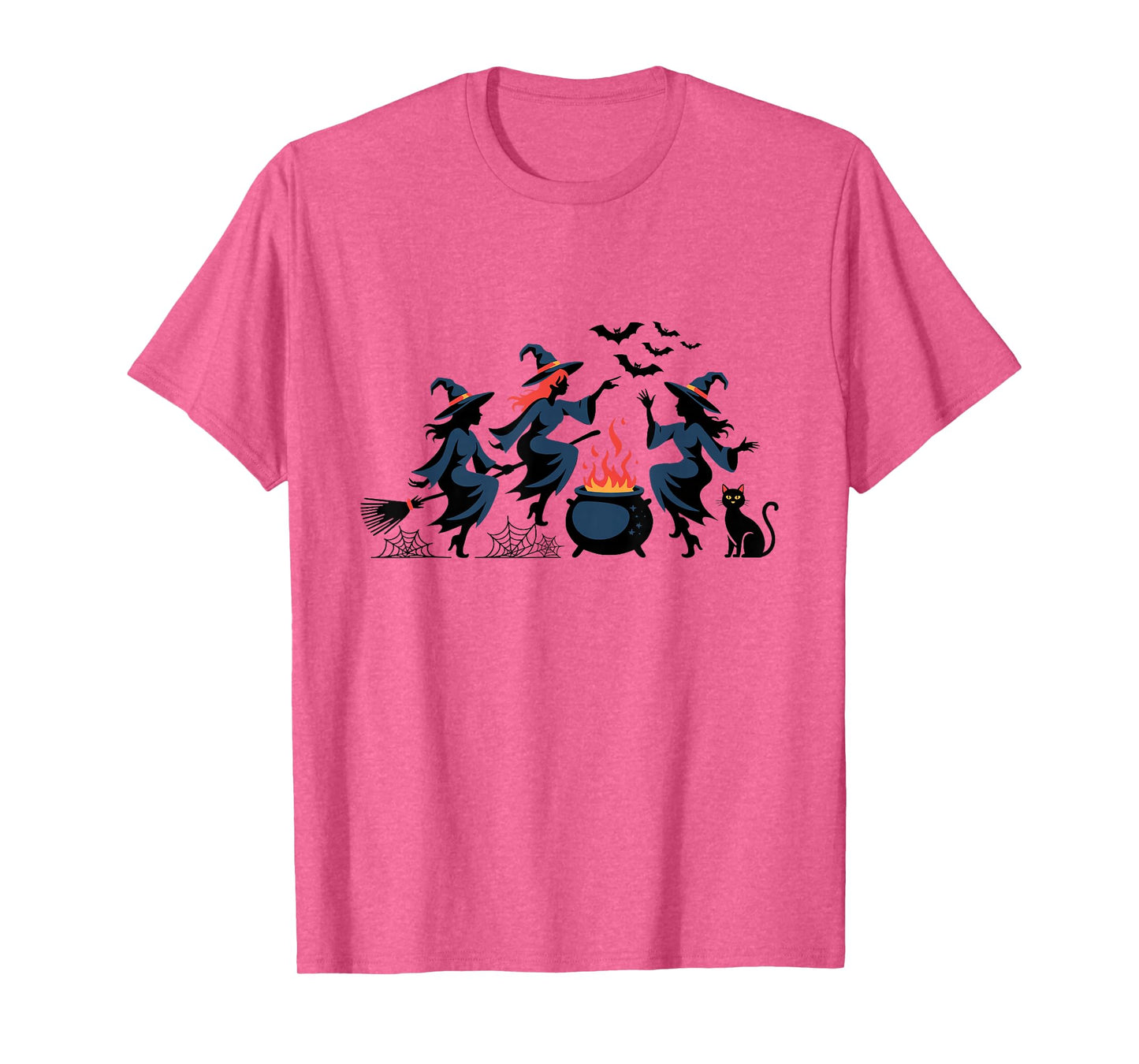 Salem Witch Halloween Black Cat Witch Broom Witch Club Women T-Shirt