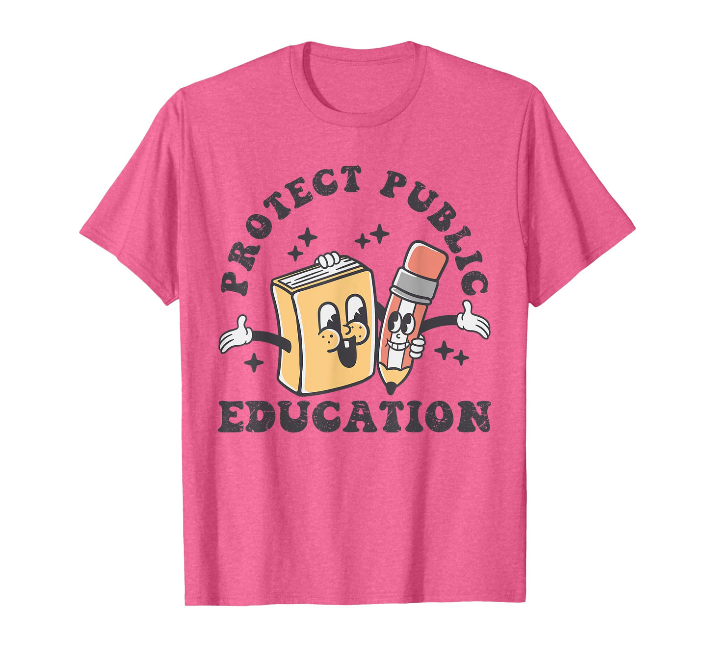 Protect Public Education Groovy Retro Design School Tee T-Shirt