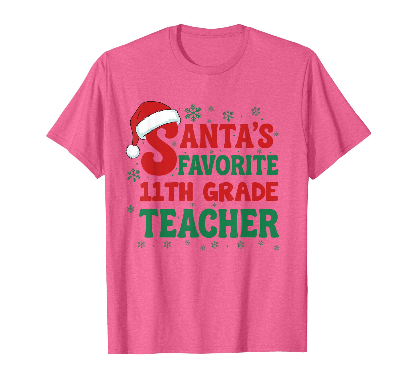 Santa's Favorite 11th Grade Teacher Christmas Holiday Pajama T-Shirt