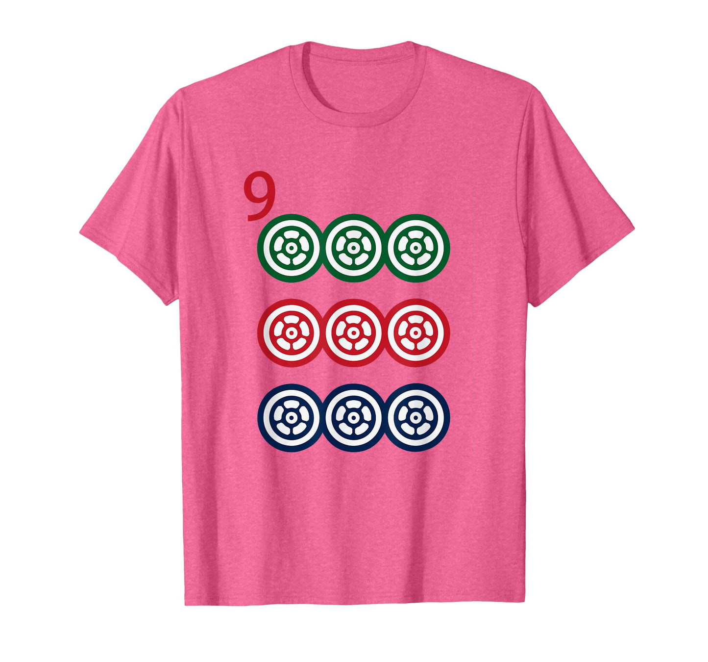 Chinese Mah Jong Dots Pinzu Nine Tile Mahjong Costume T-Shirt