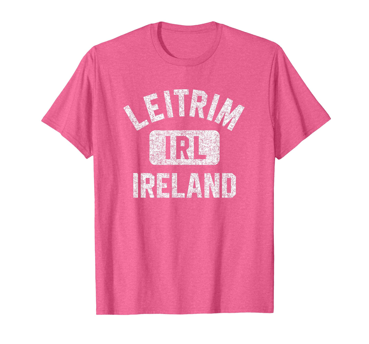 Leitrim Ireland IRL Gym Style Green w Distressed White Print T-Shirt