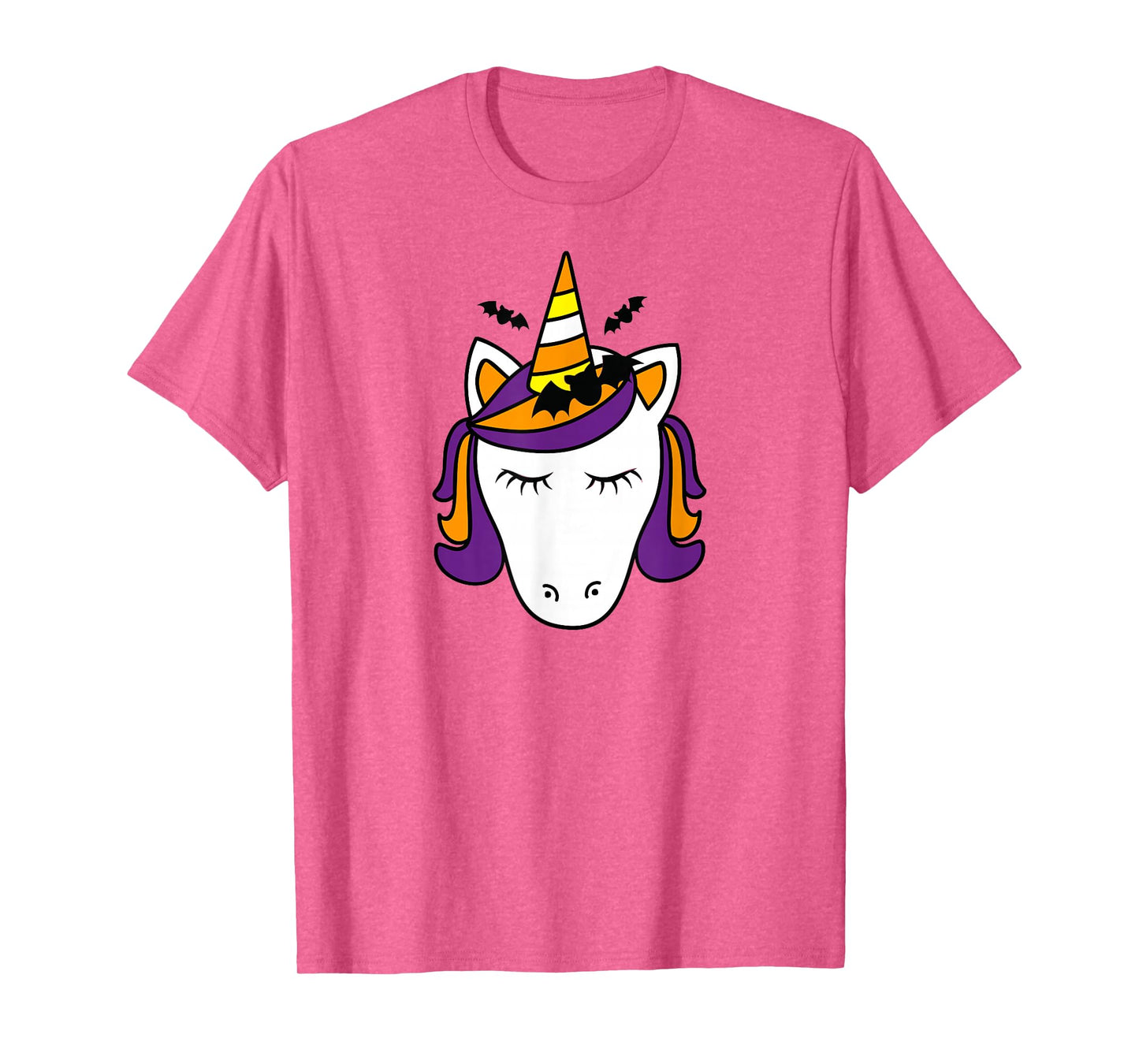 Unicorn Face Eyelashes Bat Spooky Cute Halloween Costume T-Shirt