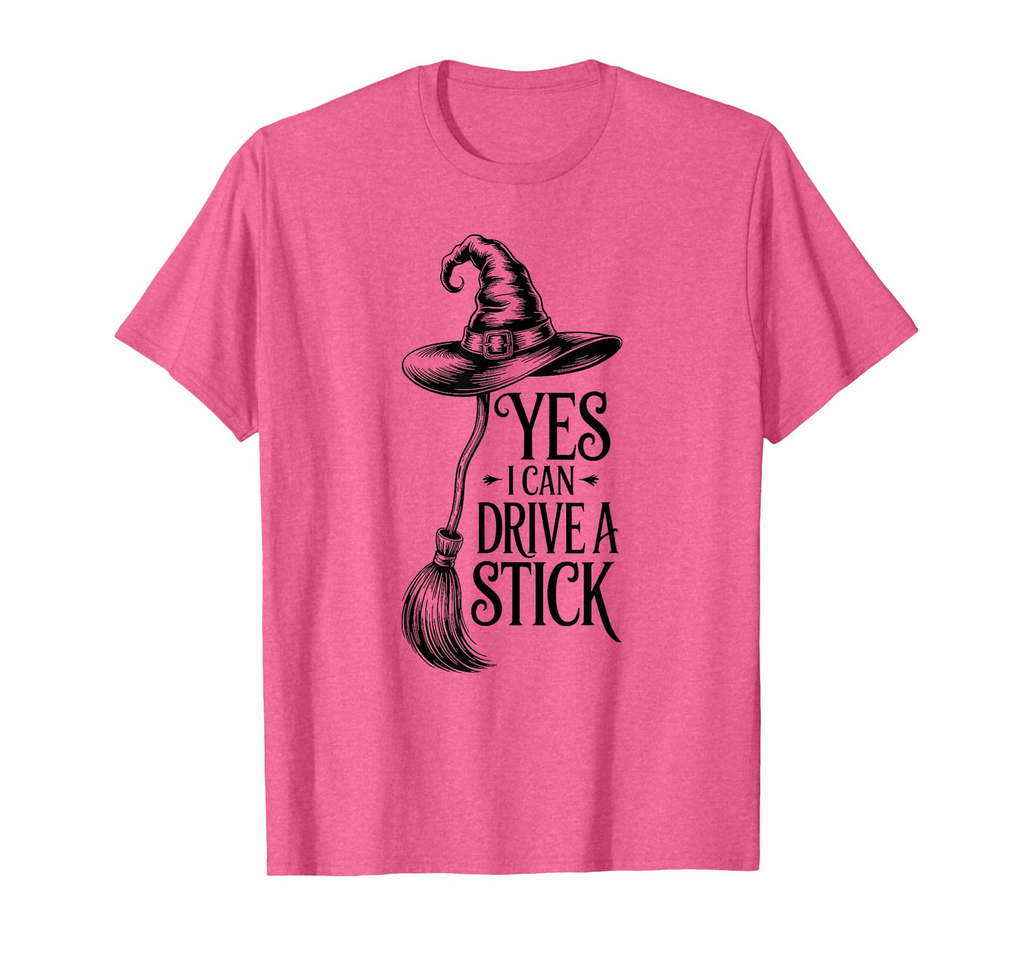Halloween I Can Drive A Stick Funny Vintage Witch Men Women T-Shirt