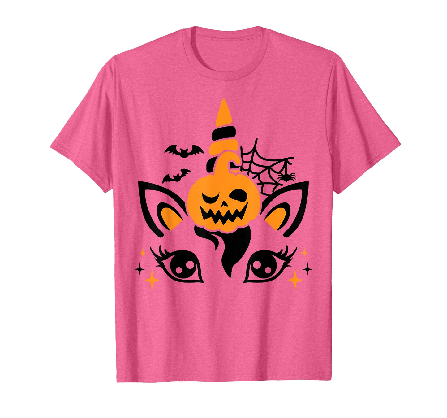 Unicorn Face Eyelashes Bat Jack O Lantern Scary Halloween T-Shirt