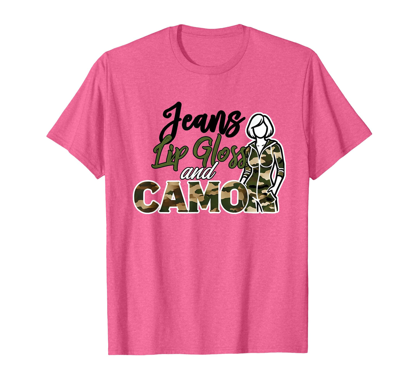 Jeans Lip Gloss Camo Sayings Graphic Orange T-Shirt