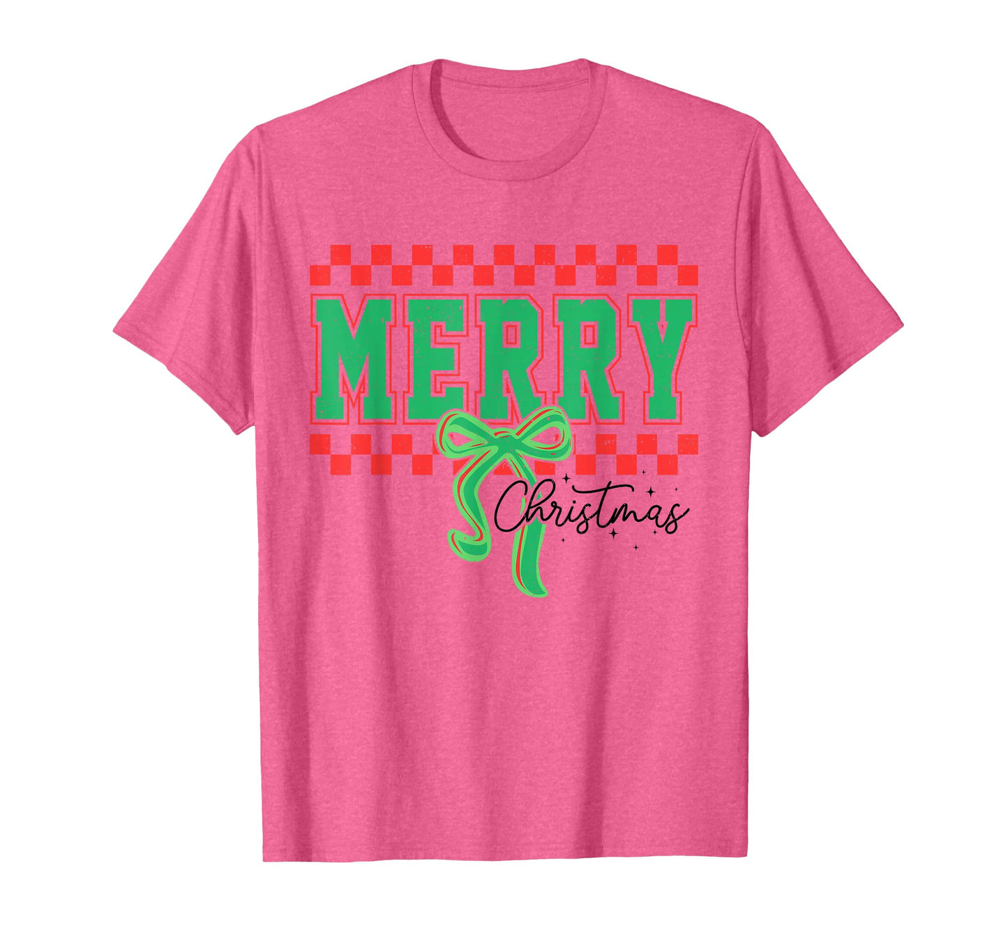 Coquette Merry Christmas Checkered Xmas Holiday Women Kids T-Shirt