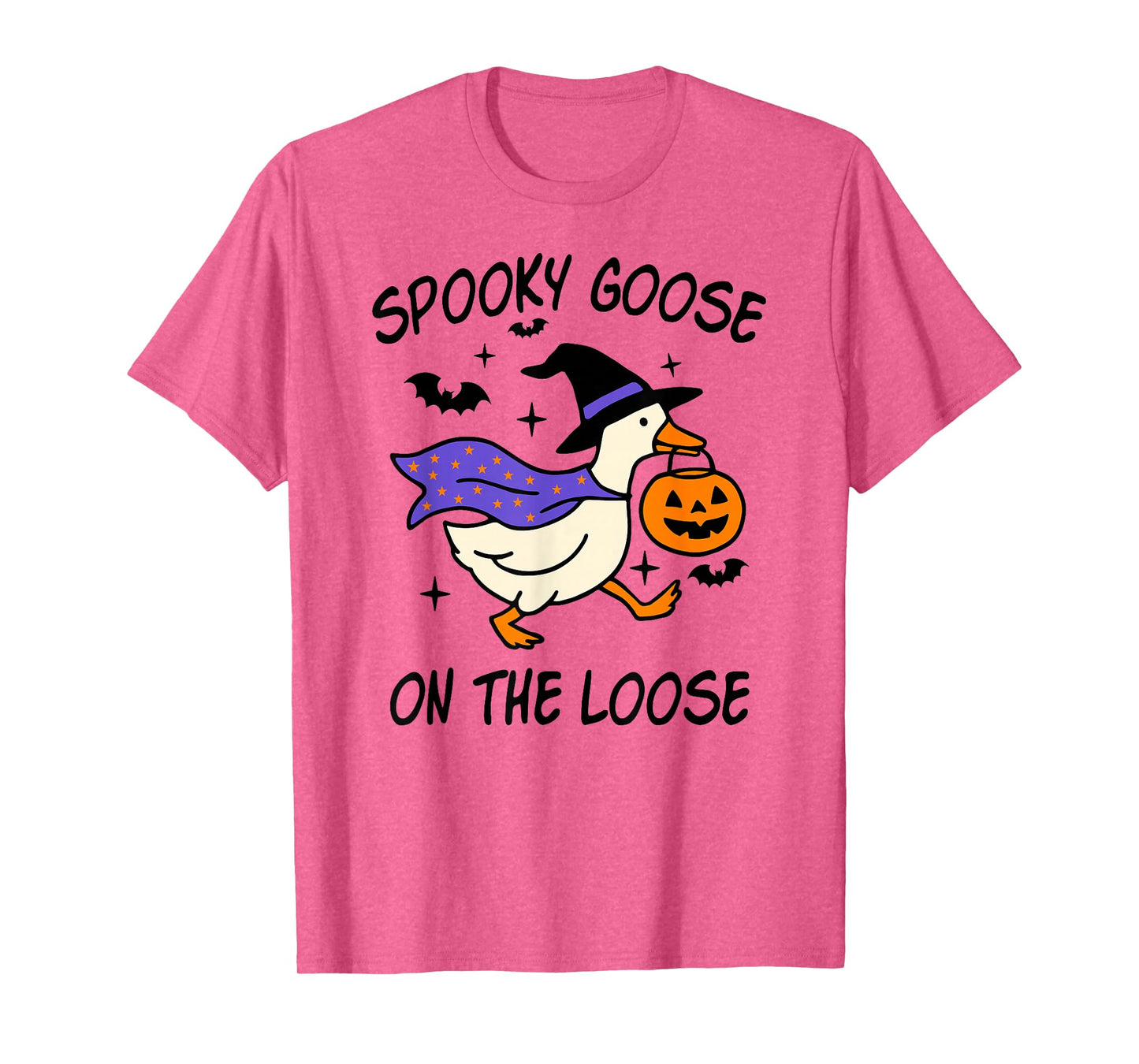 Spooky Goose On The Loose Witches Hat & Cape Funny Halloween T-Shirt
