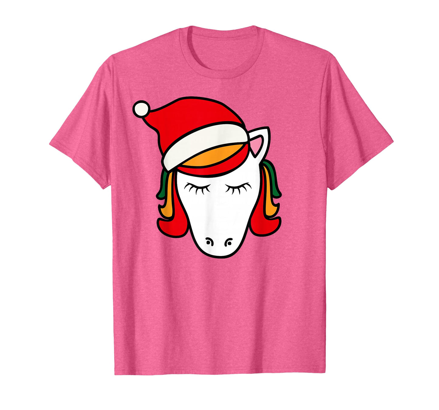 Unicorn with Santa Hat Cute Christmas Costume T-Shirt
