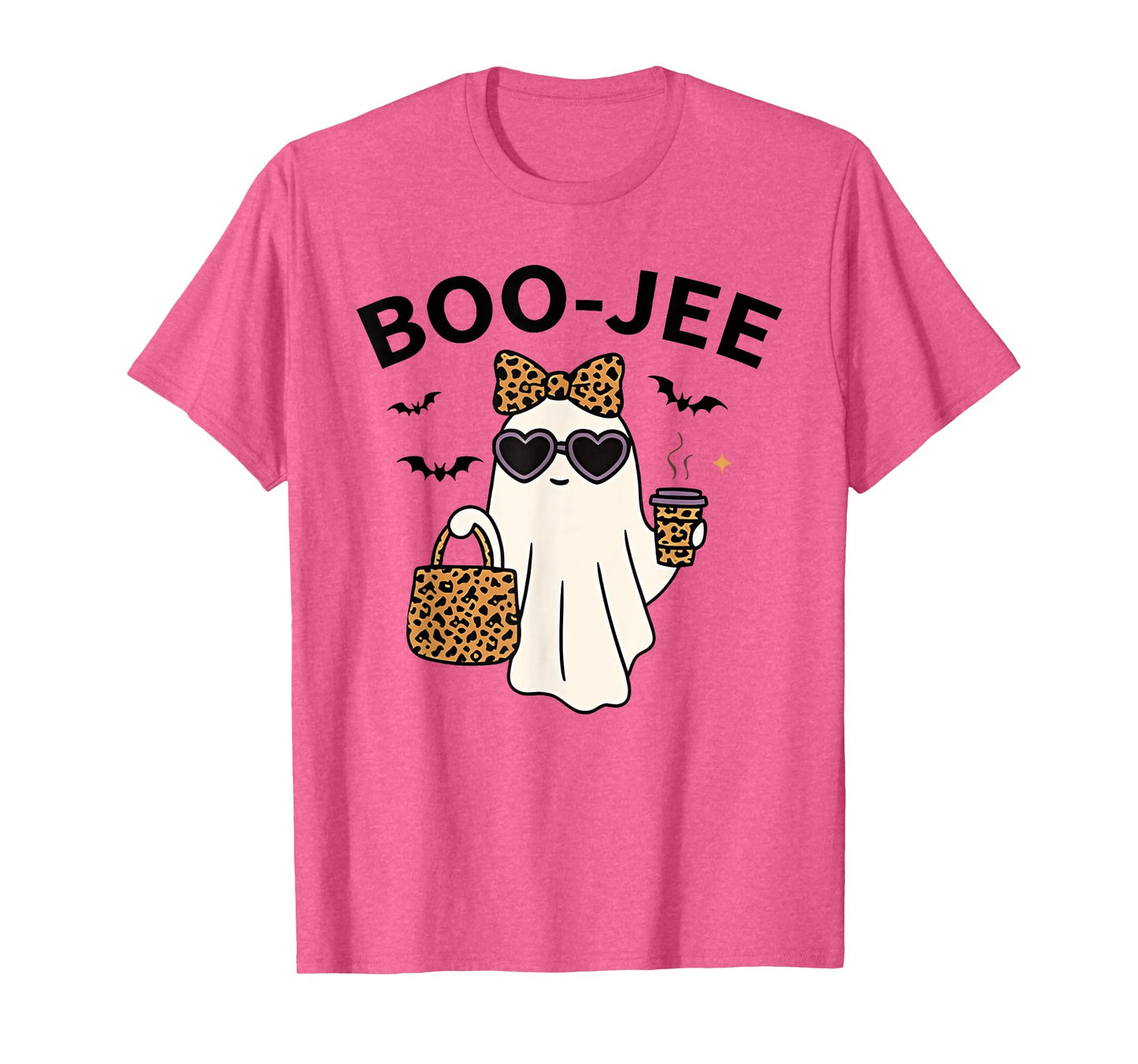 Coquette Leopard Ghost Coffee Boo-JEE Halloween Boujee Ghost T-Shirt
