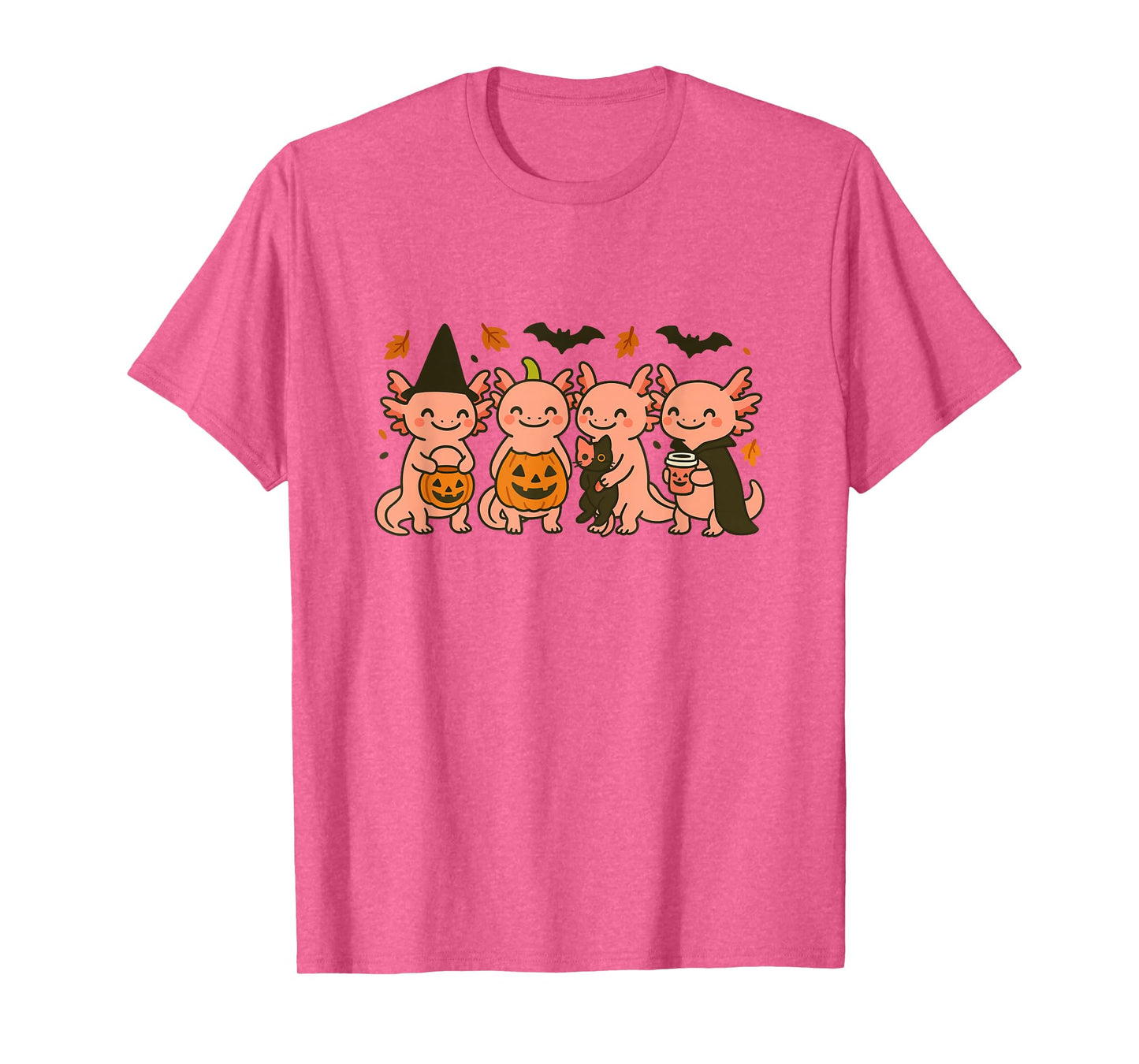 Fall Axolotl Halloween Witch Axolotl Trick or Treat Pumpkin T-Shirt