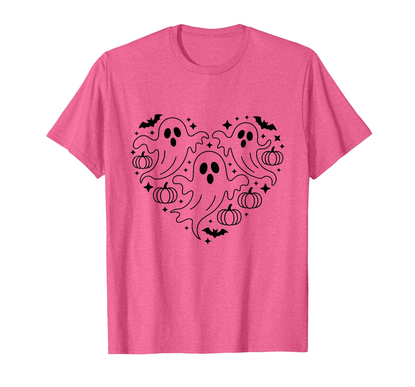 Black Ghost Heart Pumpkin Witch Halloween Party T-Shirt