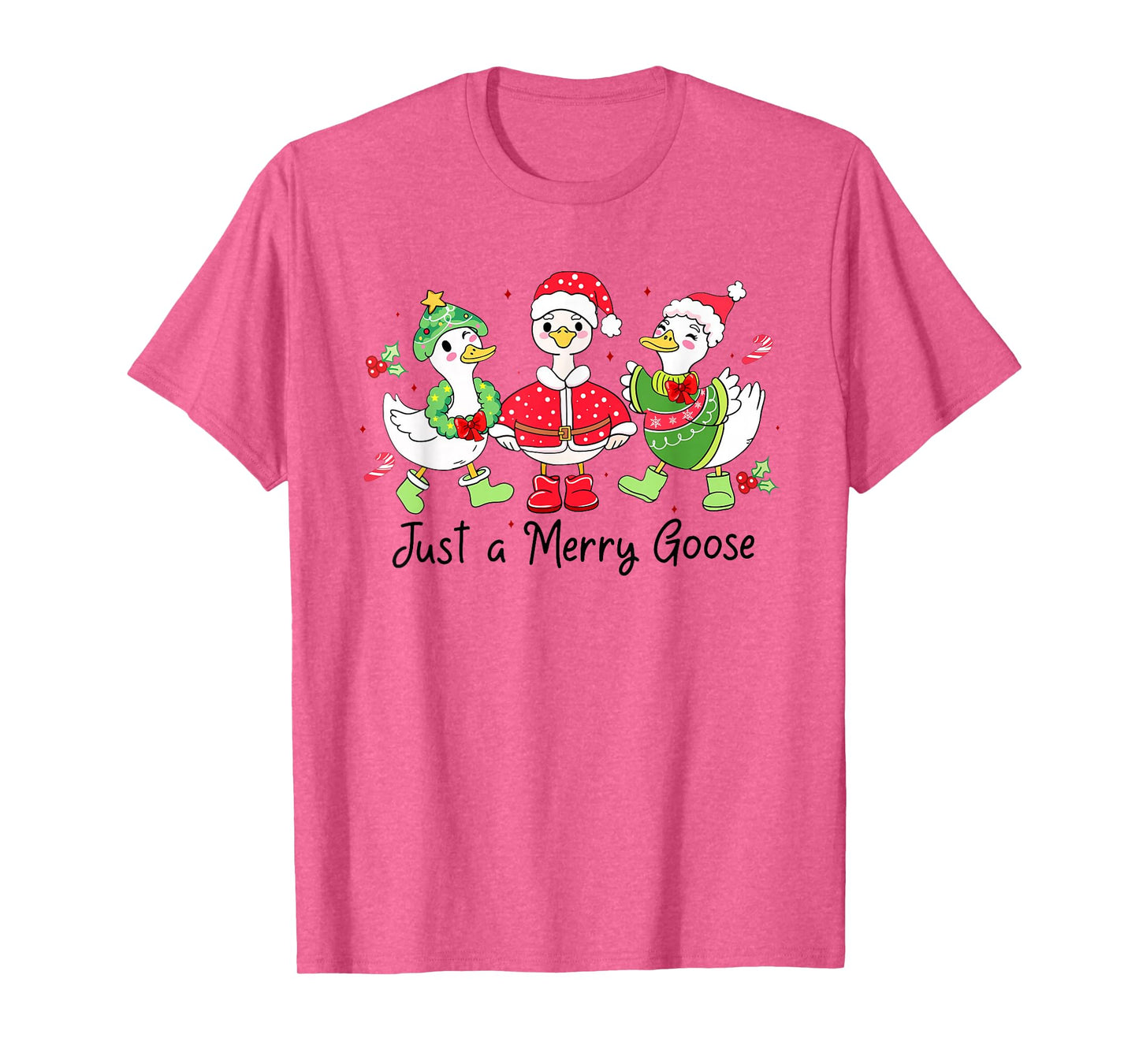Retro Just A Merry Goose Funny Cute Goose Lovers Merry Xmas T-Shirt