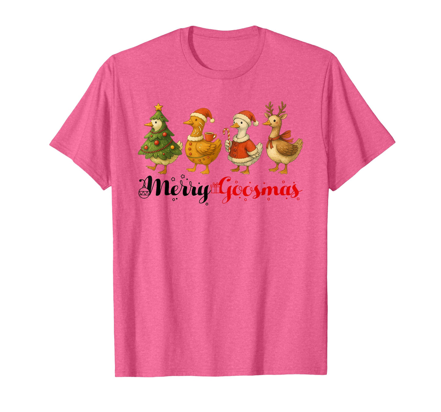 Merry Goosmas Funny Christmas Goose Santa Xmas Tree Holiday T-Shirt