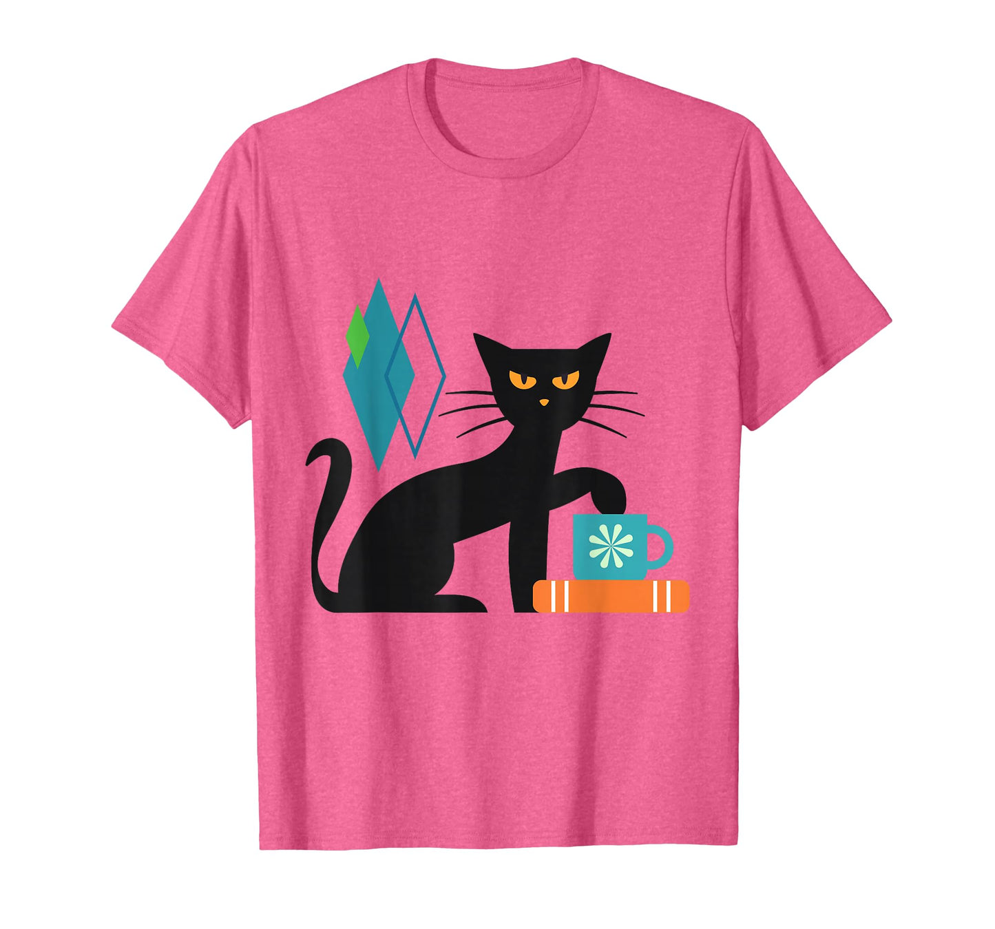 Cat Midcentury With Book and Coffee Atomic Age Mid Century T-Shirt