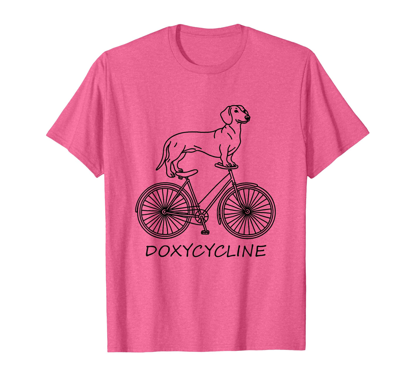 Dachshund on Bicycle Doxycycline Pharmacy Pun Dog Pharmacist T-Shirt for Men Women