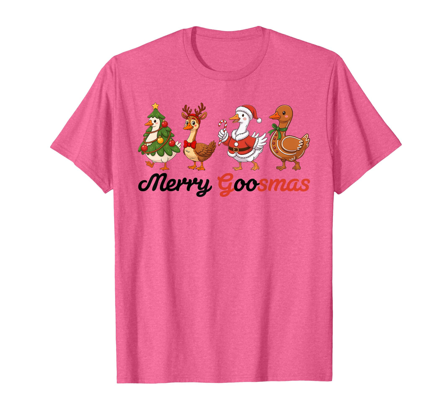 Merry Goosmas Funny Christmas Santa Goose Gingerbread Goose T-Shirt