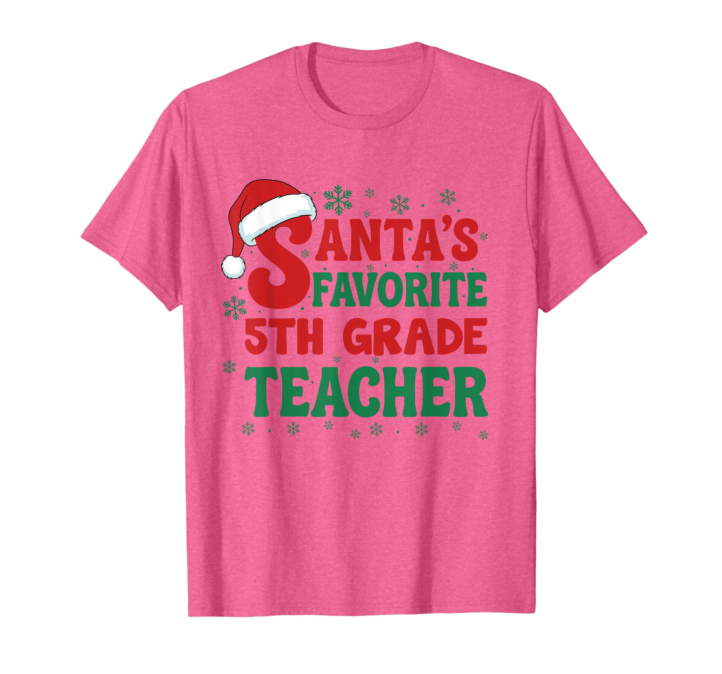 Santa's Favorite 5th Grade Teacher Christmas Holiday Pajama T-Shirt