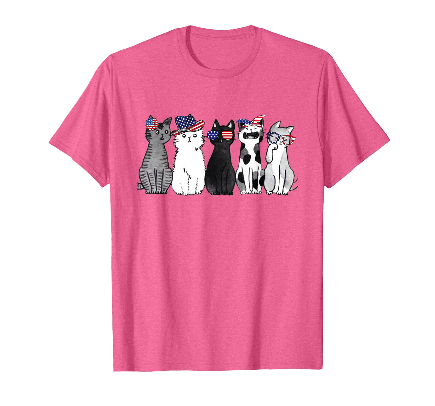 cat lover July 4th Forth of July funny cats American Flag T-Shirt