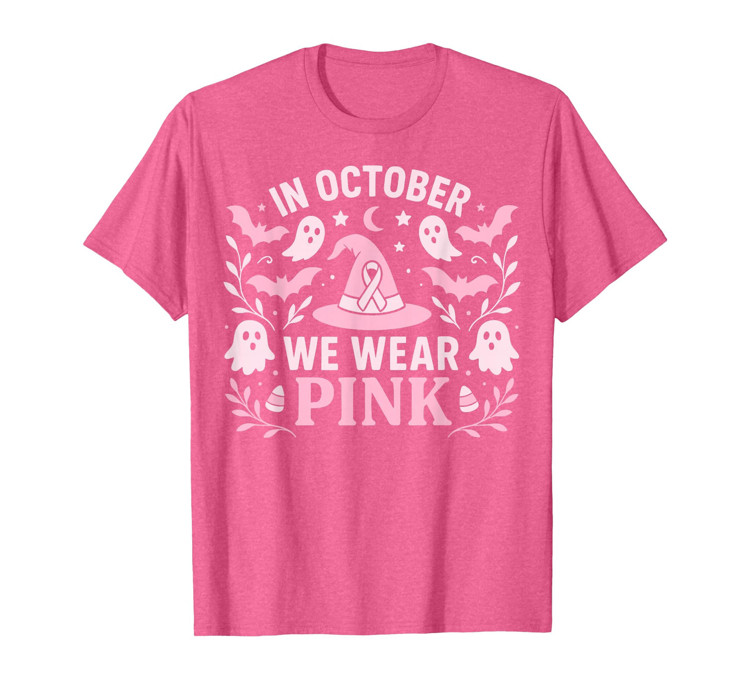 Halloween Breast Cancer Awareness October Wear Pink Witch T-Shirt