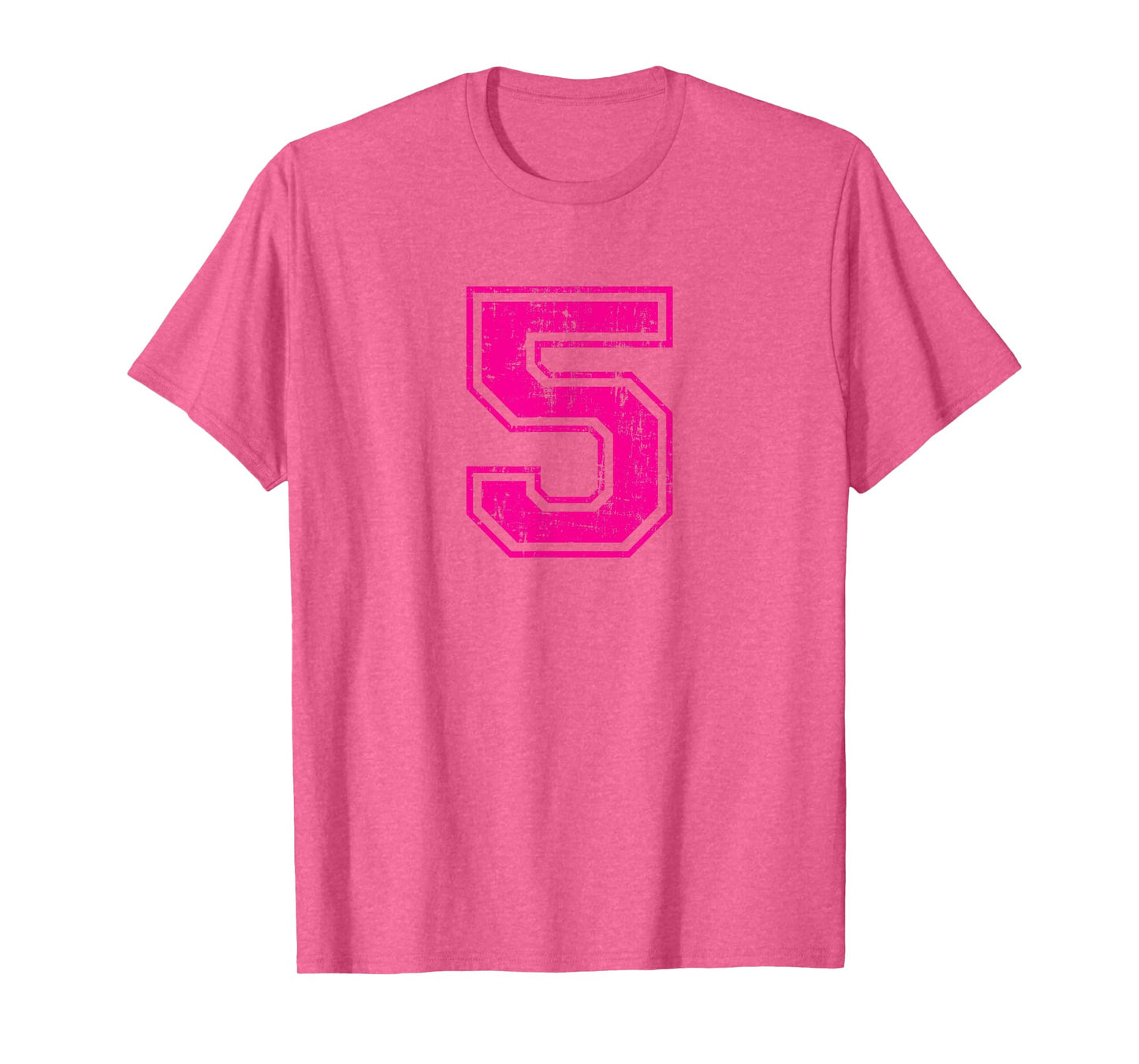 Number 5 Five Varsity Distressed Vintage Sport Team Player's T-Shirt