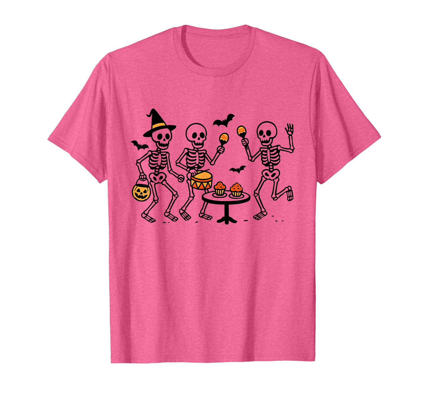 Halloween Skeleton Party with Lantern and Drum Funny Design T-Shirt