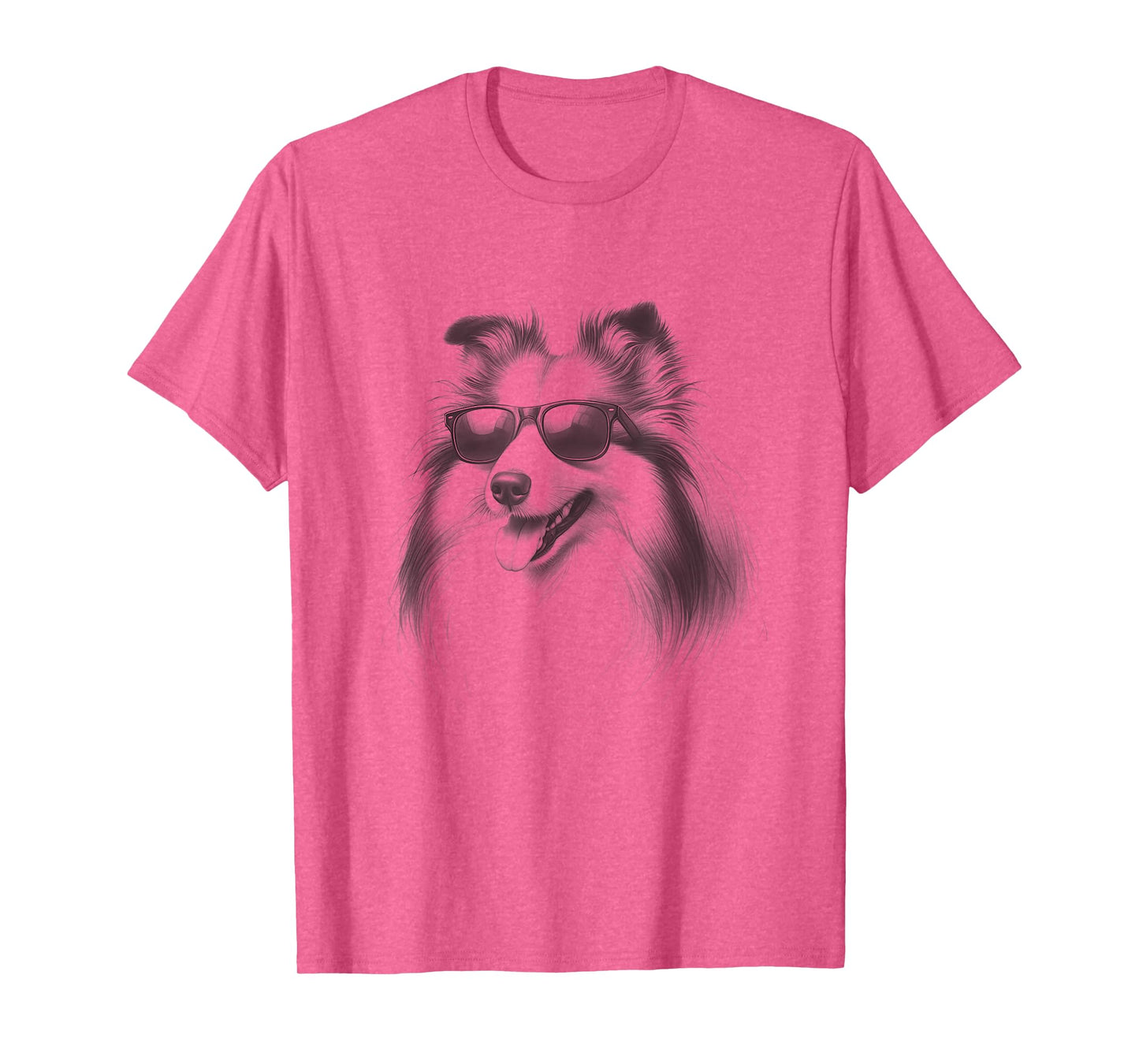 Vintage Shetland Sheepdog with Sunglasses Drawing Sheltie T-Shirt