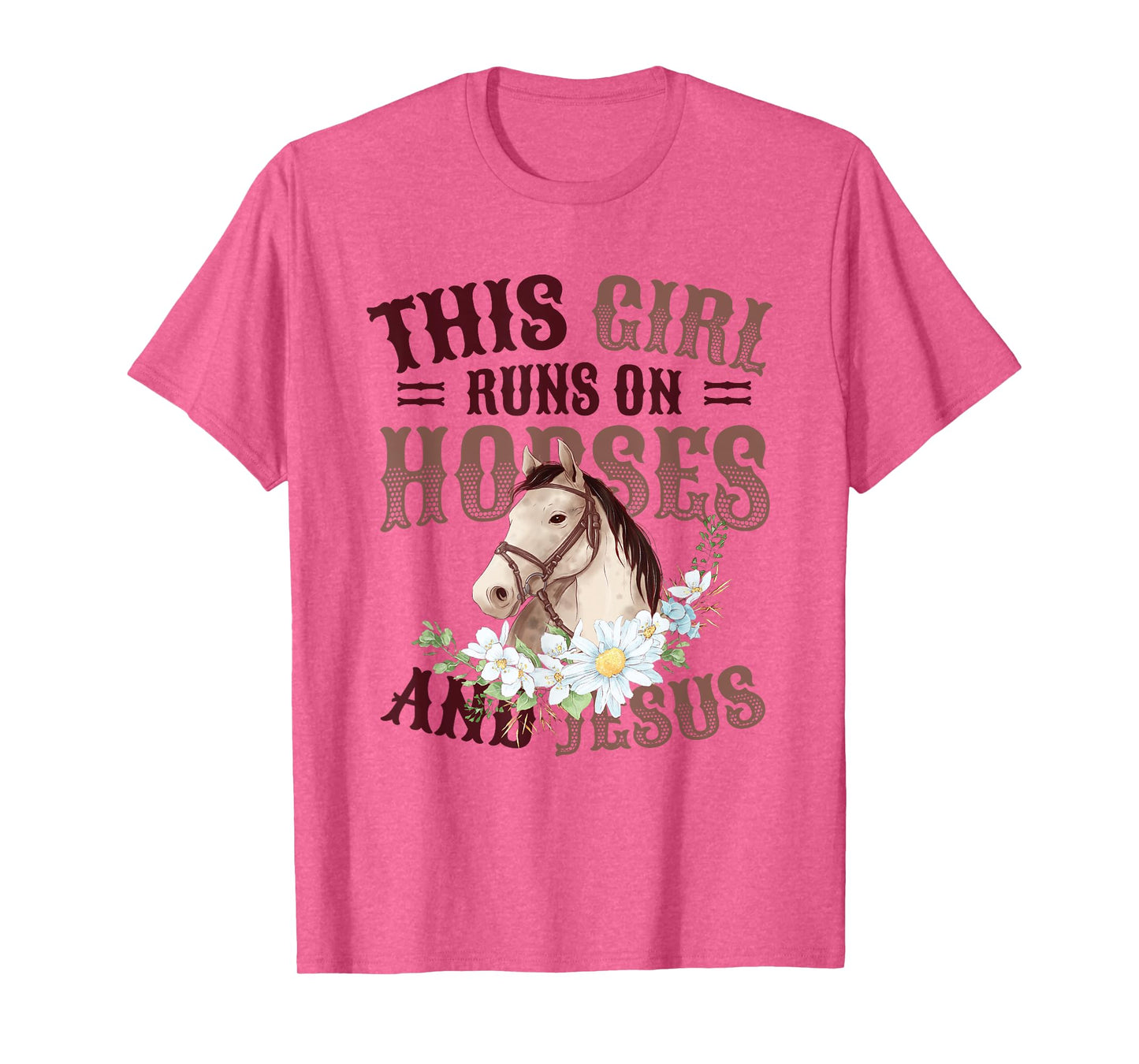 This Girl Runs On Horses And Jesus Girls Horse T-Shirt