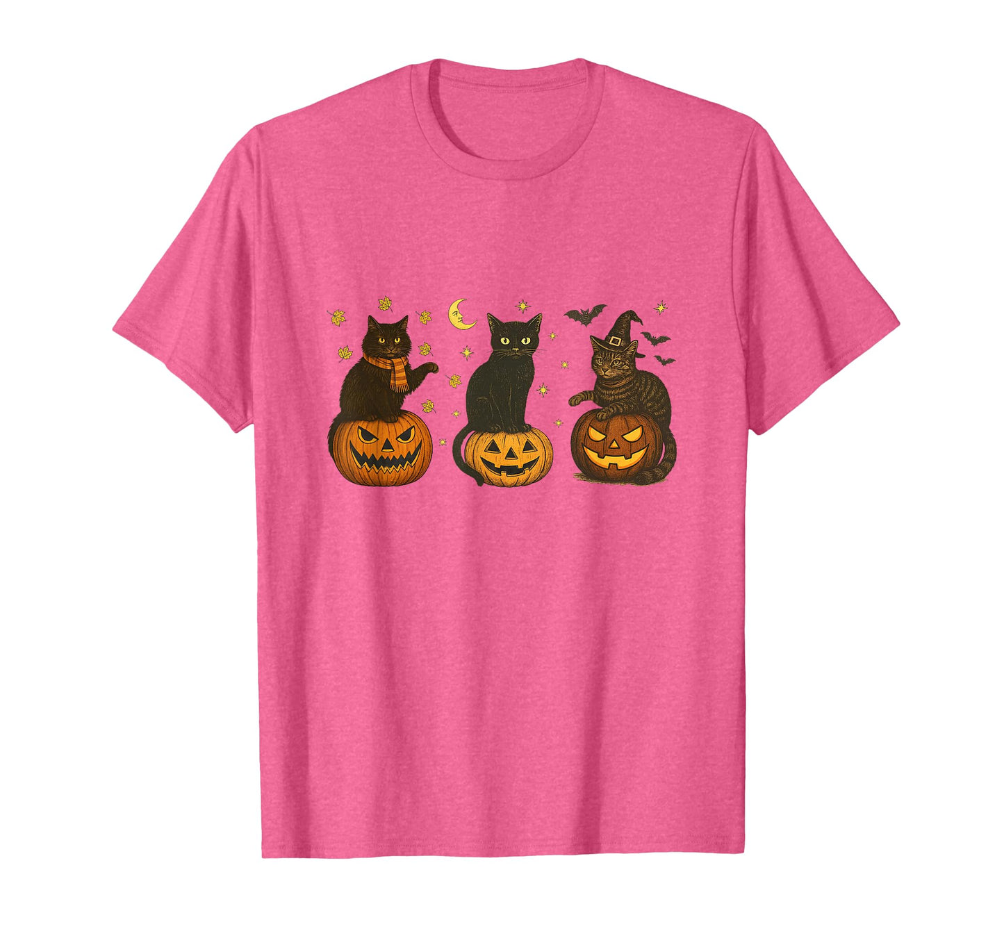 Black Cat On Pumpkin Halloween Witch Cat Pumpkin Fall Vibes T-Shirt