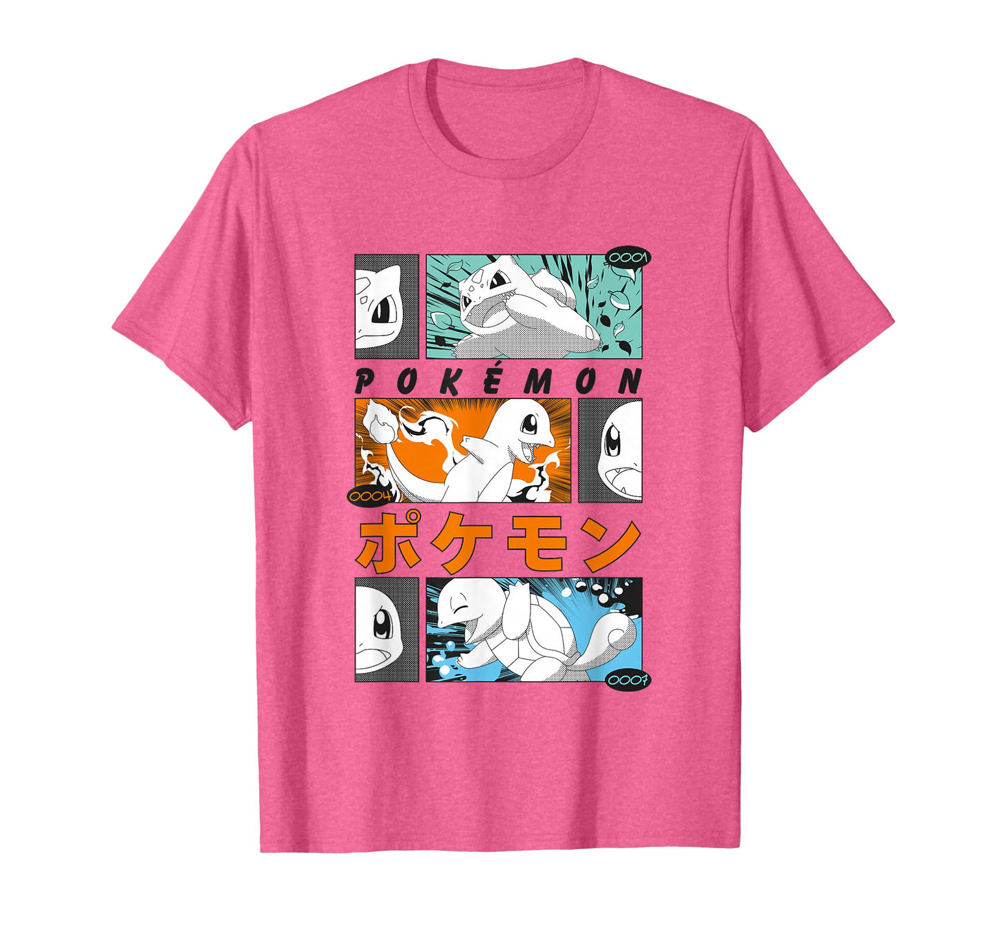 Pokémon Kanto Starters Vintage Manga Action Panels T-Shirt
