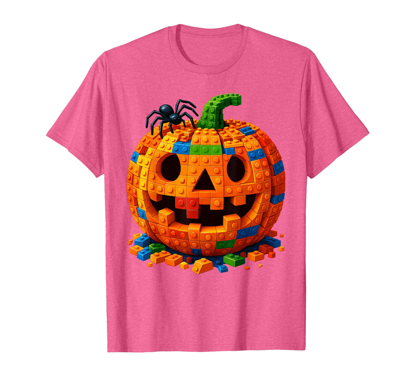 Jack O Lantern Pumpkin Blocks Building Happy Halloween Day T-Shirt