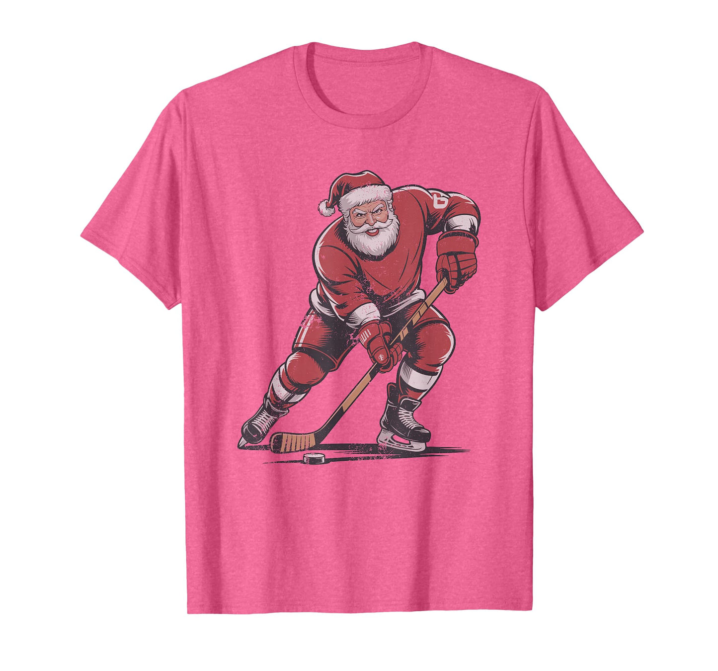 Vintage Santa Playing Hockey Retro Christmas Holiday Sports T-Shirt