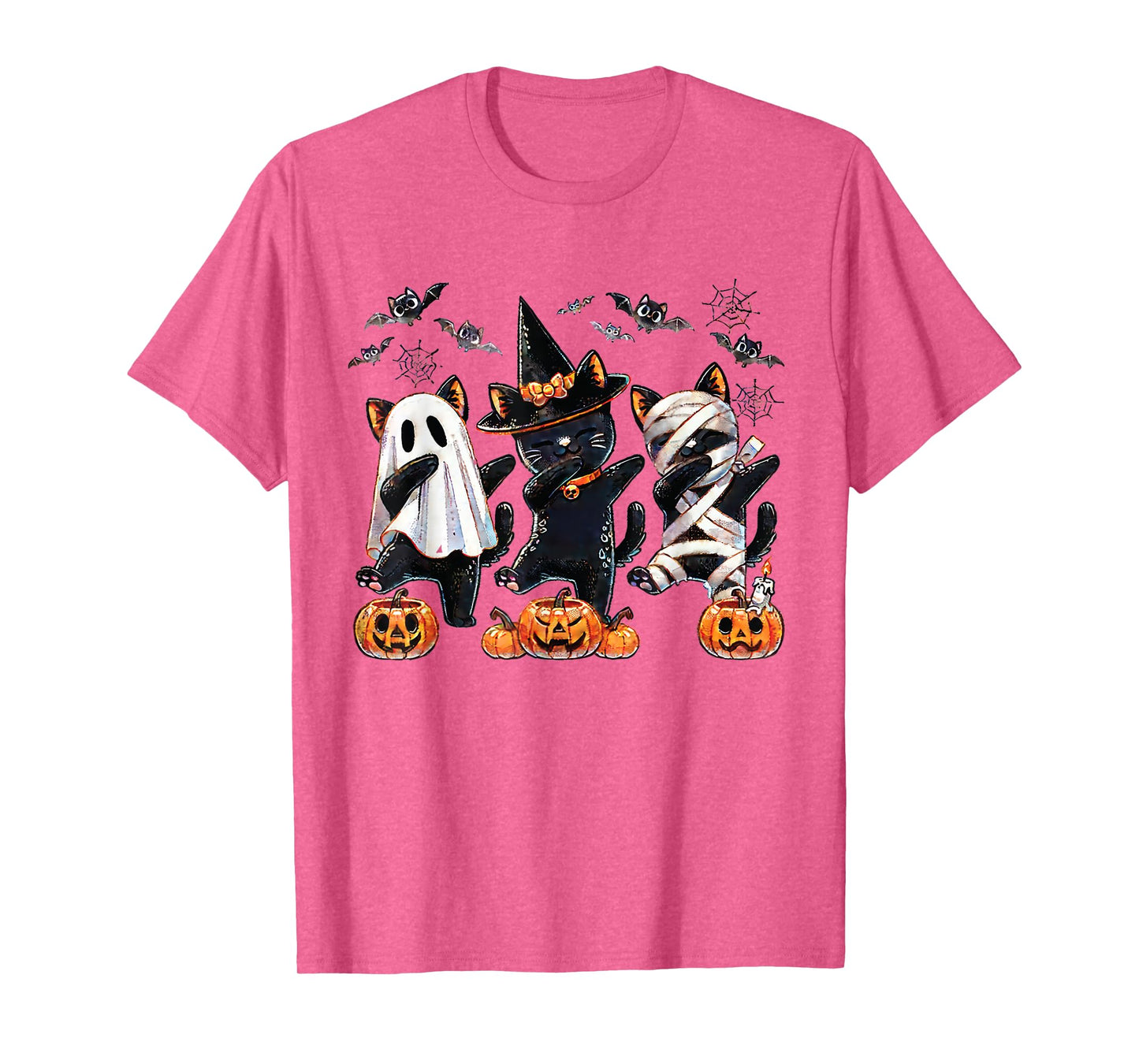 Halloween Black Cat Ghost Witch Mummy Dabbing Pumpkins Bats T-Shirt