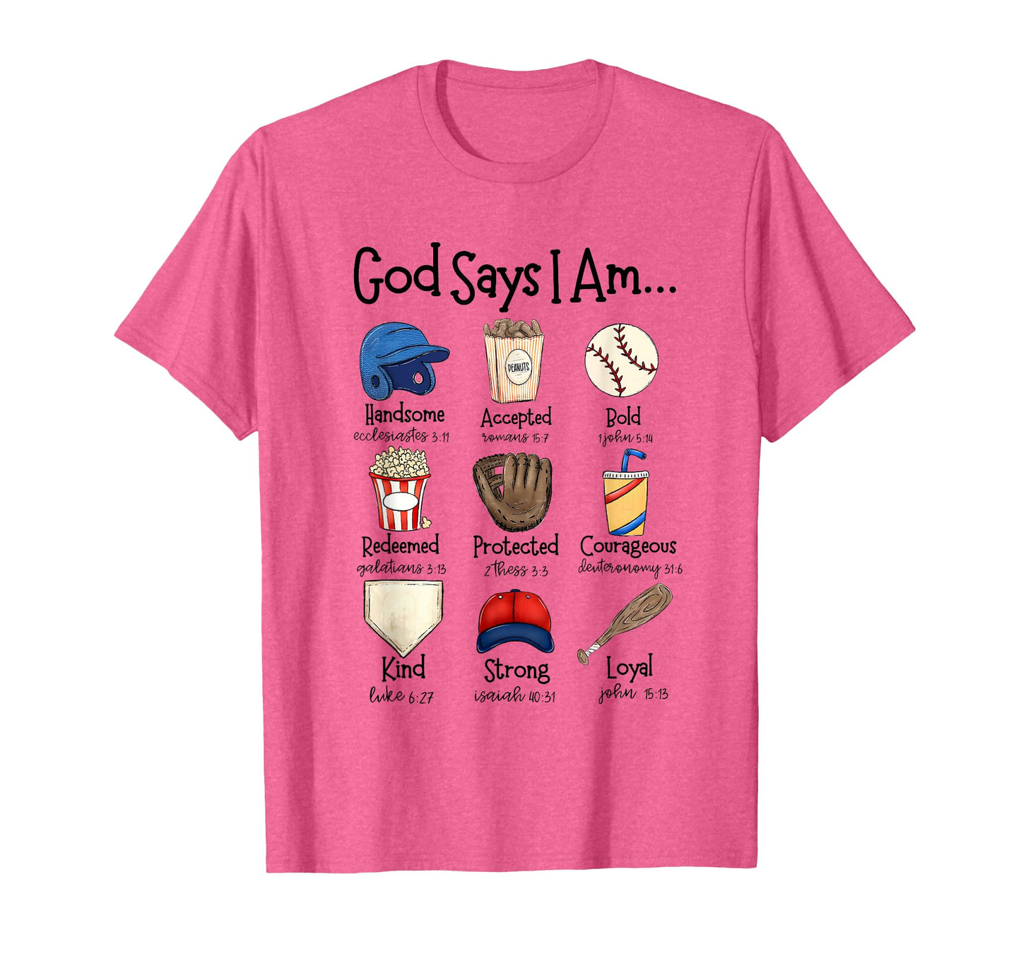 God Says I Am Baseball Christian Jesus Bible Verse Religious T-Shirt