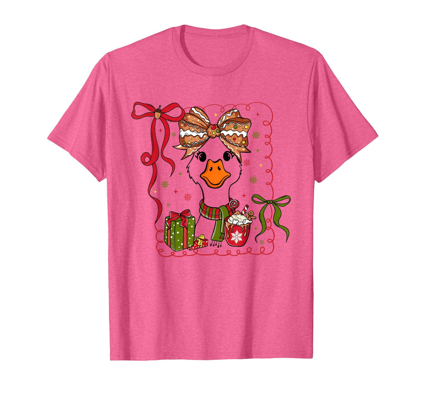 Preppy Christmas Santa Gooses Bow Xmas Tree Funny Holiday T-Shirt