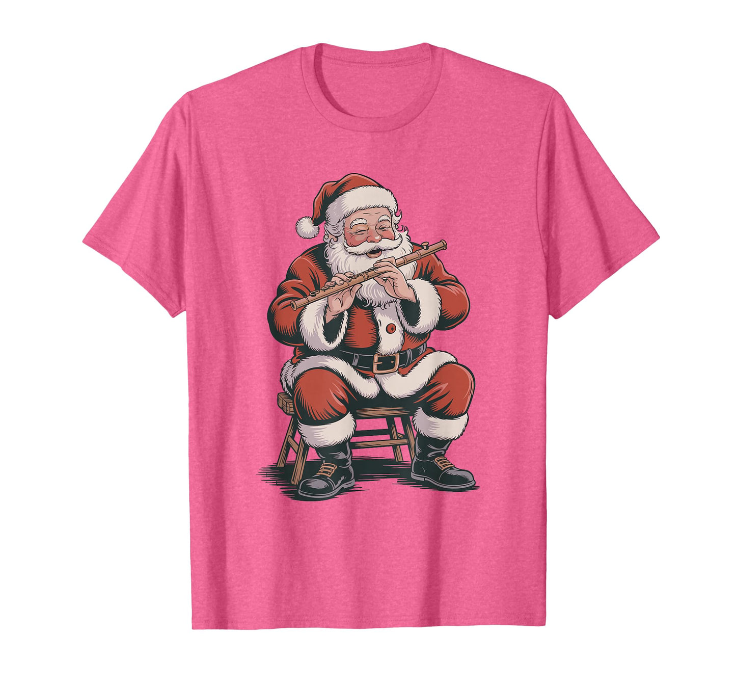 Vintage Santa Playing Flute Retro 90s Chrismas Holiday T-Shirt