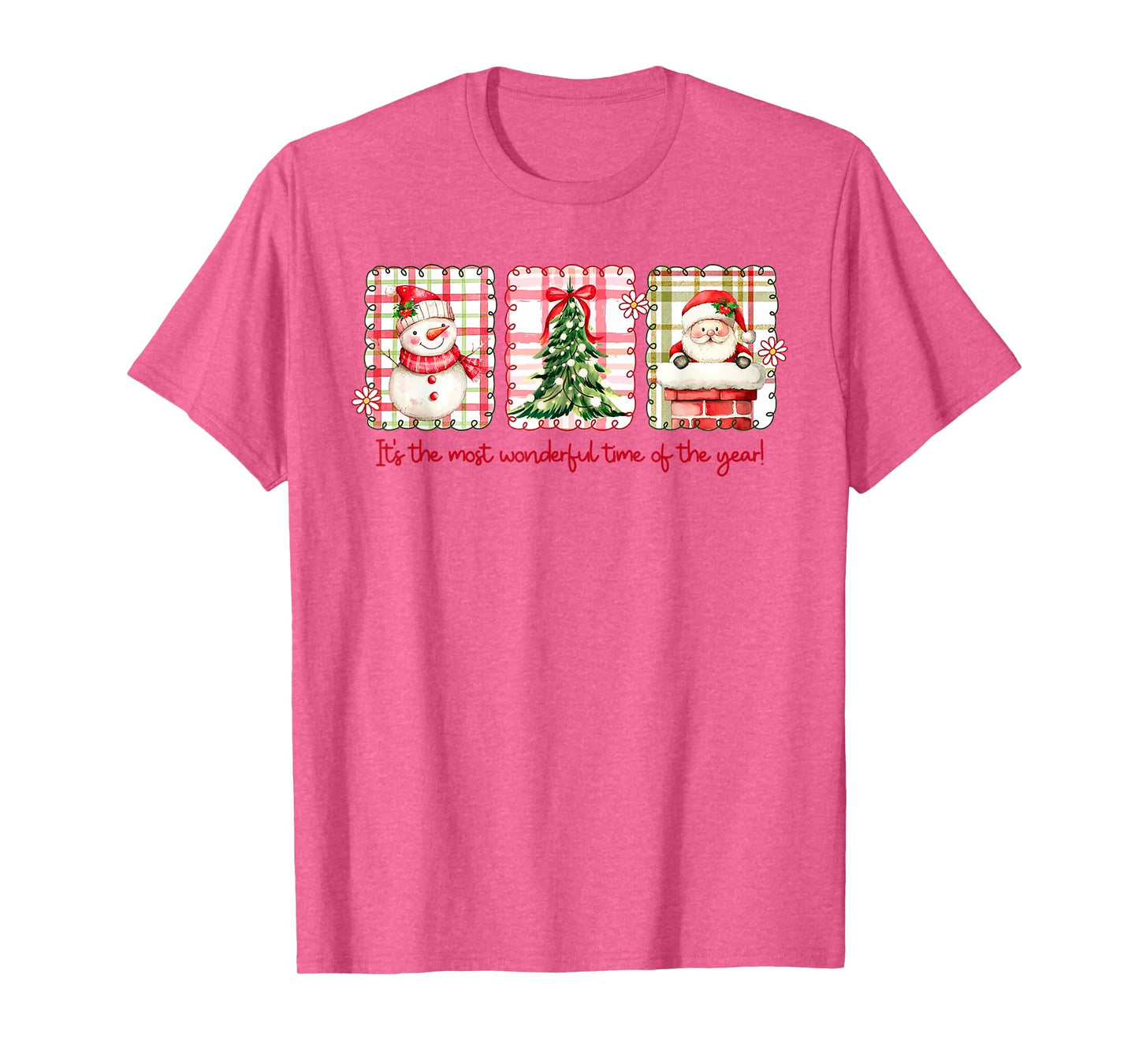 Christmas The Most Wonderful Time of The Year Plaid Snowman T-Shirt