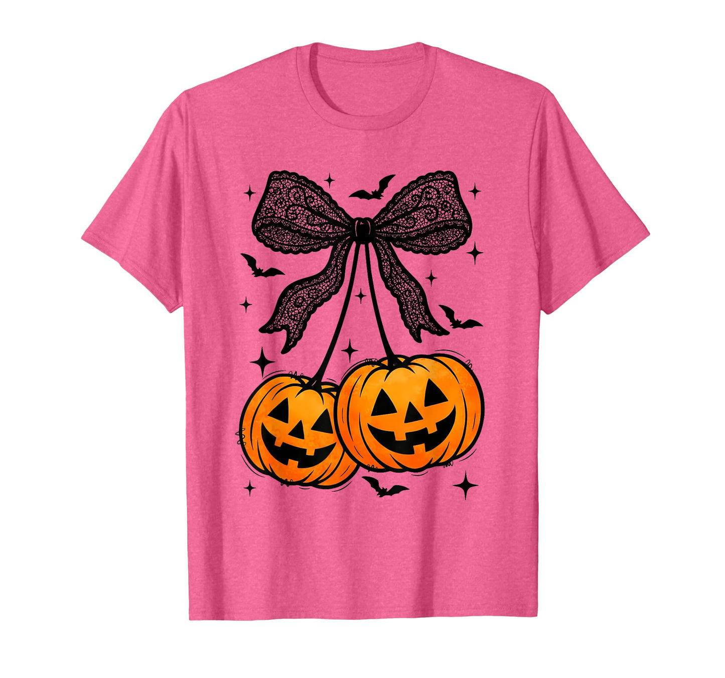 Funny Halloween Pumpkin Cherries Fall Autumn Coquette Bow T-Shirt