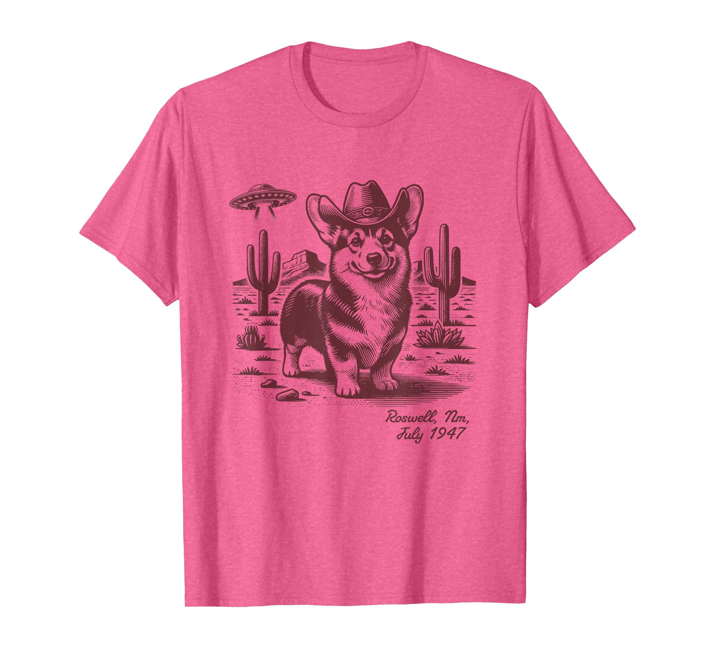 Retro 90s Cowgirl Western Cowboy Corgi Ufo Alien T-Shirt