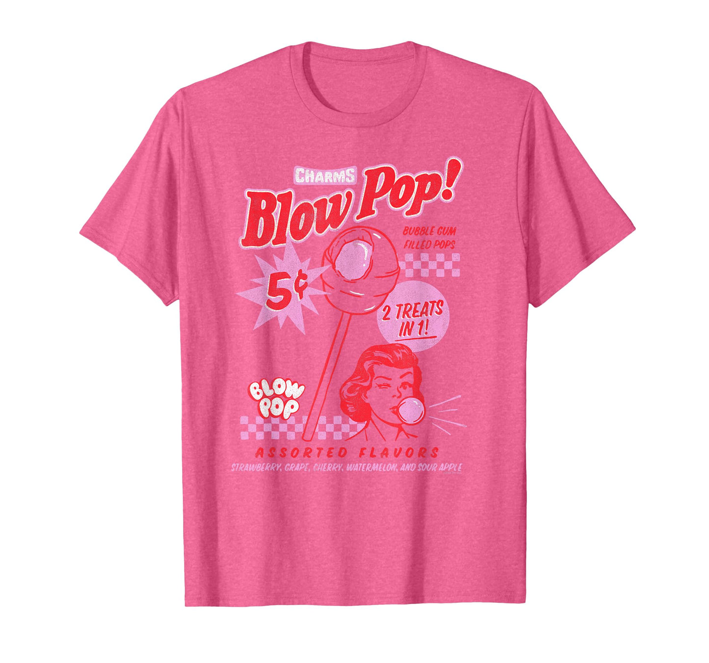 Charms Blow Pop 2 Treats in 1 Vintage Ad Sucker Candy T-Shirt