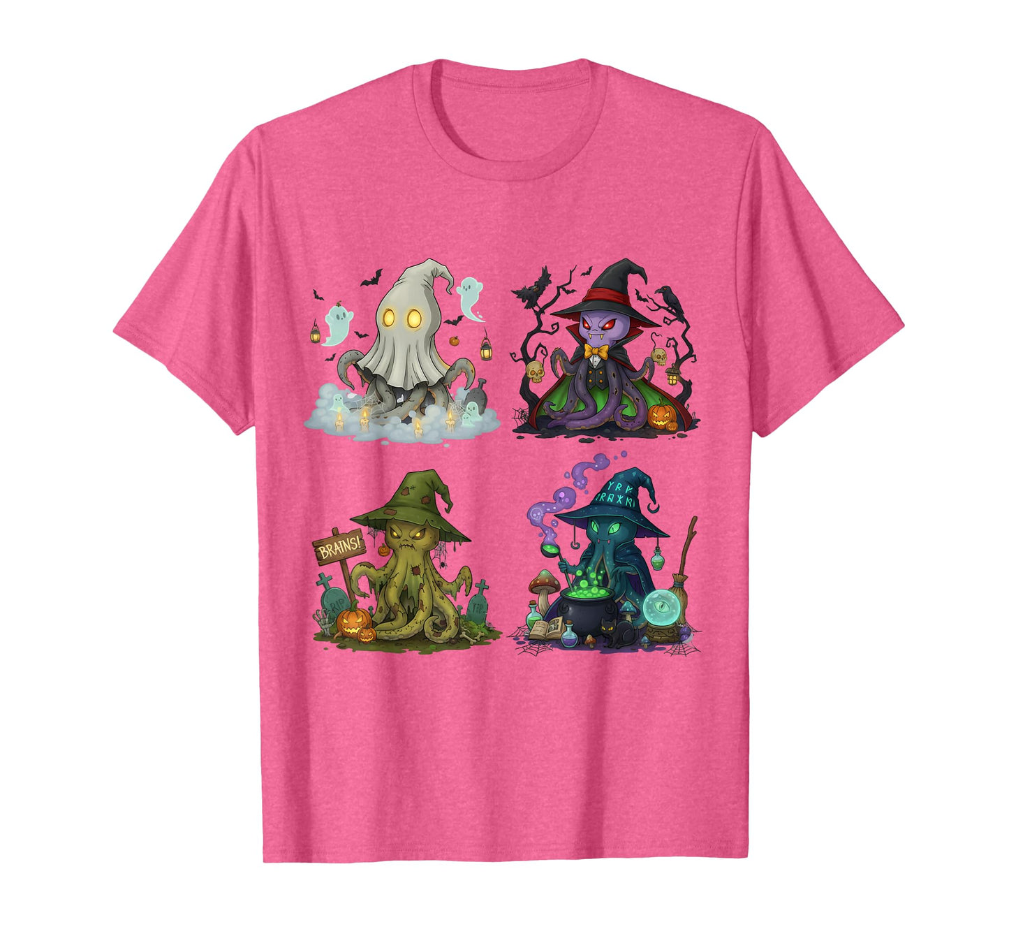 Octopus Spooky Vampire Witch Boo Zombie Cute Halloween Boys T-Shirt