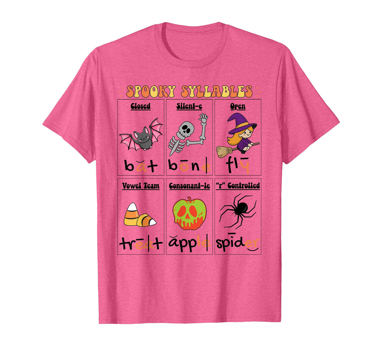 Halloween Reading Spooky Syllables Teacher Vintage T-Shirt